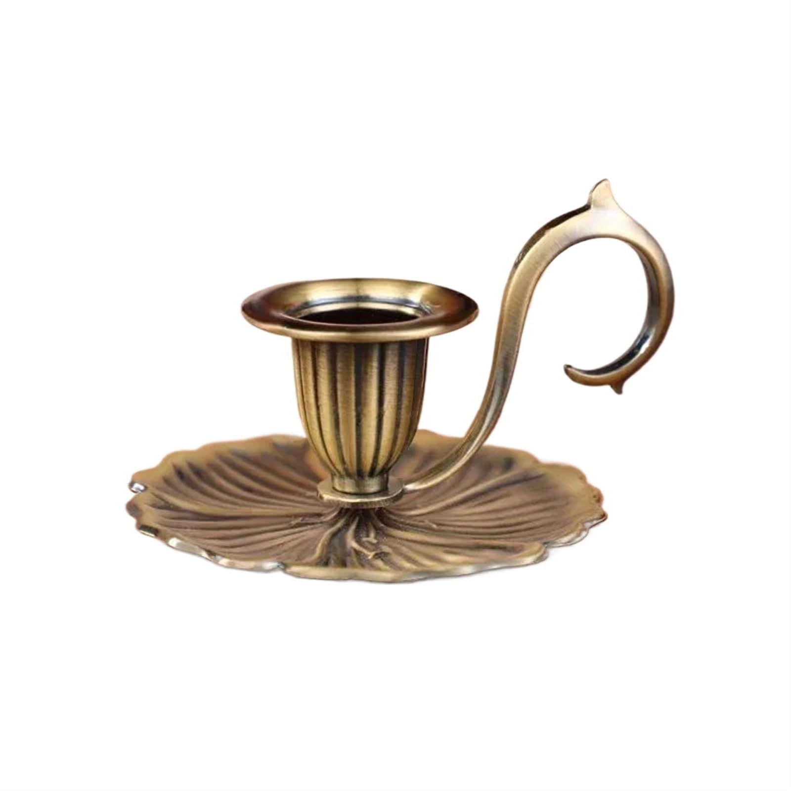 Candle Holders 1PC Candlestick Valentines Day Handheld Candle Holders Retro Single Head Candlelight Stand Taper Holder(Bronze)
