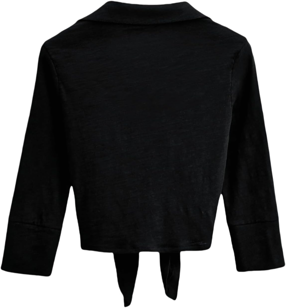 Women Tie Front Button Down Shirt V Neck 3/4 Sleeve Cotton Cropped Top with Pockets for Work Vacation Daily Wear - Image 3