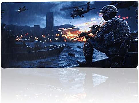 Extended Gaming Mouse Pad Custom Design Computer Gaming Mouse Mat with Smooth Surface XXL Large Size Desk Pad with Non-Slip Rubber Base Ideal for Keyboard, PC and Laptop (90x40 soldierY6)