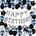 Birthday Decorations,Birthday Party Supplies Silver Happy Birthday Balloons Banners Party Decorations Blue and Black for Women Men(69PCS)
