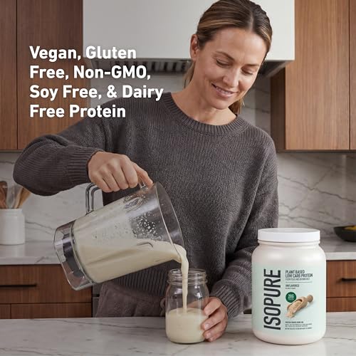 Image of Isopure Plant-Based Protein Powder - 20g Organic Pea and Rice Protein with a Complete Amino Acid Profile - Supports Muscle Recovery & Lean Nutrition, Unflavored, 20 Servings | 20g Organic Pea and Brown Rice Protein, Complete Amino Acid Profile, Supports Muscle Recovery, No Artificials