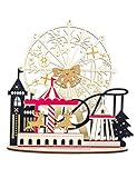 Jueshanzj Weihnachtsdekoration Hölzern Saisonartikel Gemalt Tabelle Ornament Schrank Dekoration Holz Dekoration Riesenrad + Trojaner 24x25cm