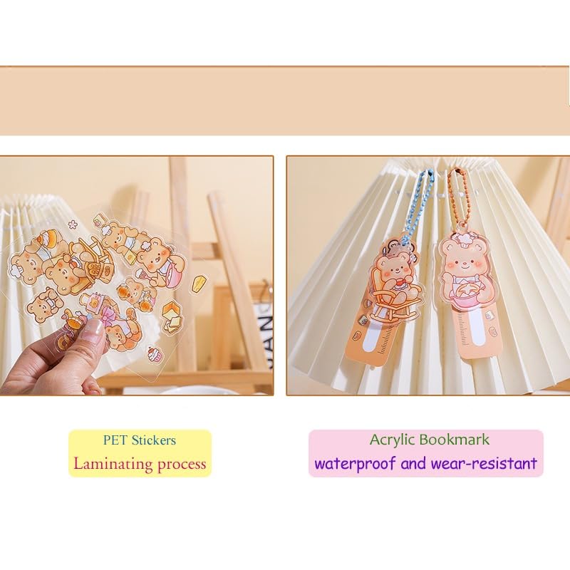 DME SALES Cute Bear Sticky Notes Set | 60 Sheets, 1 Cute Pendant, 1 Sheets Sticker | Unique Design with Paper for Organized Note-Taking, Reminders, and Creative Ideas Pack-1 (Multi Color) 1