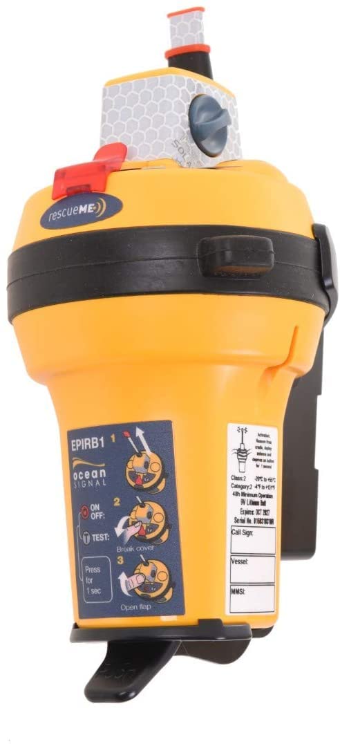 Ocean Signal EPIRB1 | CAT 2 Manuelle| GPS-Notsignal | 406 MHz | Manuelle Bereitstellung | Wasserdicht | 10-Jahres-Batterie | Weltrettung | Sicherheit im Seeverkehr | Individuelle Programmierung