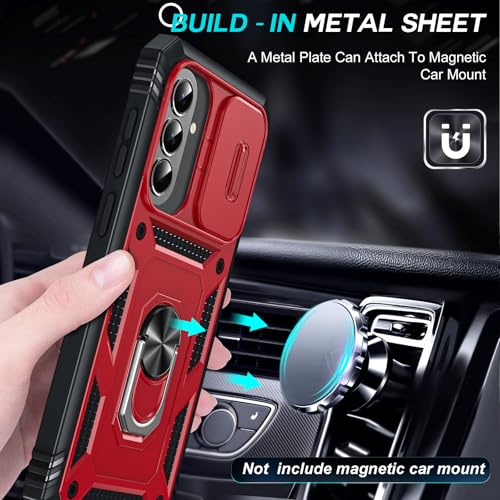 LeYi for Samsung Galaxy A37-5G Case: Samsung Galaxy A37 5G Phone Case with 2 Screen Protector, Slide Camera Cover Heavy Duty Accessories Cell Galaxy A37 5G Case for Women Men, Red+Black — view 3