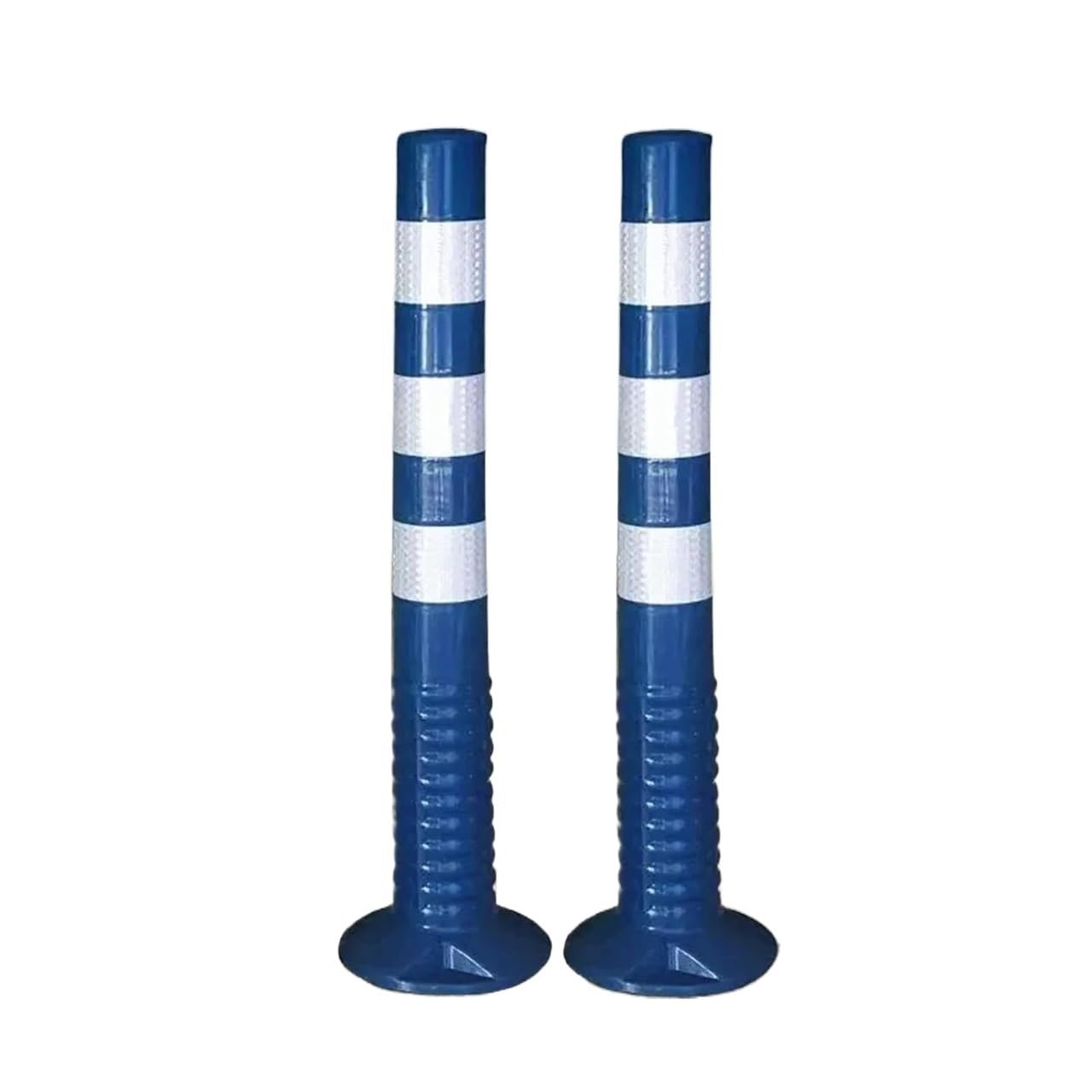 Borne de signalisation de 75 cm (29,5 Pouces) avec Bandes réfléchissantes - Lot de 4 bornes Bleues pour parkings, Chantiers, sécurité routière et Gestion d'événements