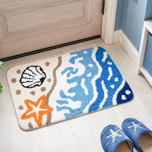 Alfombra de baño Strand Stil con diseño de olas oceánicas en suave microfibra para ducha 8