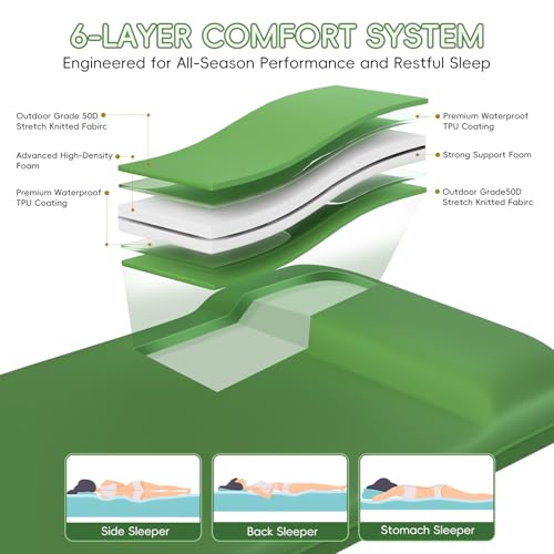 Memory Foam Camping Sleeping Pad, Foldable and Portable Self-Inflating Camping Mattress Pad, 9.5 R-Value Insulated & Quiet Sleeping Mat with Pillow, Compact for Backpacking Hiking Car Traveling Tent - Image 4