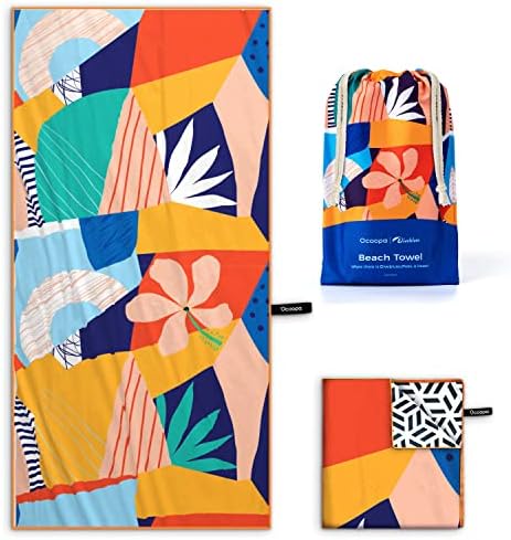 OCOOPA Beach Towel Microfiber - Oversized Travel Towels - Lightweight Compact Beach Accessories - for Swimming, Camping, Holiday - Super Absorbent, Quick Dry