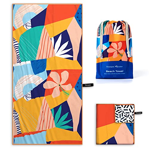 OCOOPA Serviette de Plage Microfibre Femme Homme XL 178x80cm, séchage Rapide Grandes Serviette Microfibre Anti Sable pour Plage, Voyages, Natation, Piscine, Camping,Vacances