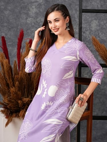 Image of GoSriKi Women's Cotton Blend Straight Printed Kurta with Pant