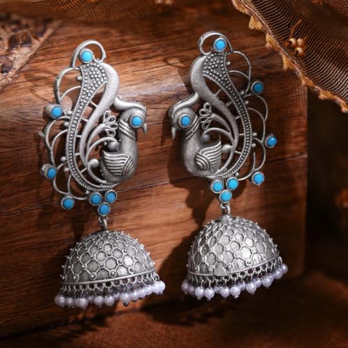 Image of Rubans Jhumka Earrings for Women & Girls | Wedding Jhumki Traditional Fashion Oxidised Ethnic Designer Jewellery Statement Gift