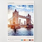 Dekomundo Póster de ciudades con diseño de ciudades y ciudades, tamaño A4 (21 x 29,7 cm)