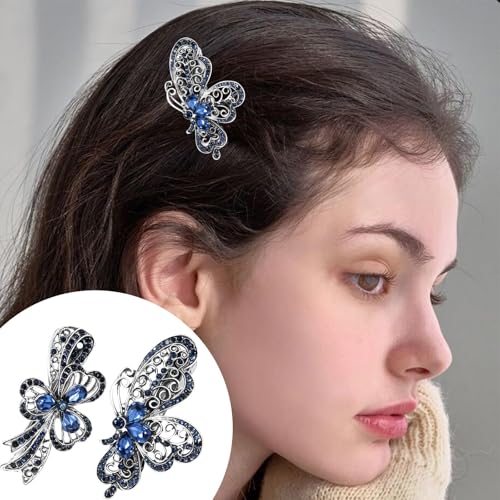 2 piezas de pinzas para cabello azul navy con cristales de imitación premium, accesorio de joyería para mujeres con cabello fino y grueso, agarre seguro para peinados variados miniatura 6