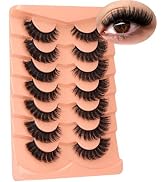 False Eyelashes Full Mink Lashes Long Eyelashes 200D Wispy Thick Russian Strip Lashes Cat Eye Vol...