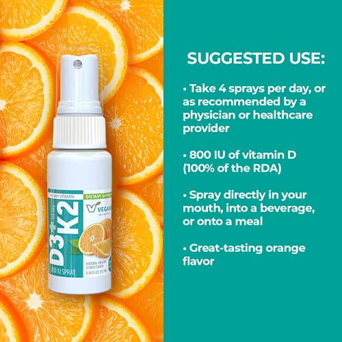 Vegan Life Nutrition Vitamin D3 And K2 Oral Spray Supplement, 0.65 Ounce #TOP2