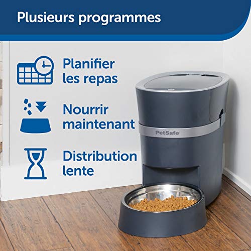 PetSafe Distributeur de Croquettes Automatique Connecté Smart Feed Smartphone pour Chien/Chat (iPhone ou Android) - Portions ajustables, avec minuterie, bol en acier inoxydable, 24 Tasses – 5,7 litres PetSafe Distributeur de Croquettes Automatique Connecté Smart Feed Smartphone pour Chien/Chat (iPhone ou Android) - Portions ajustables, avec minuterie, bol en acier inoxydable, 24 Tasses – 5,7 litres