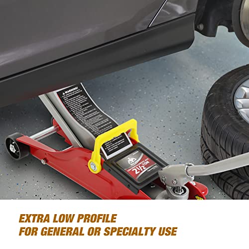 Image of Jack Boss Floor Jack 2.5 Ton (5500 LBs) Hydraulic Low Profile Trolley Car Jack with Portable Storage Case, Lifting Range 3.5 inch to 14 inch, Fit Use for Automotive Sedans, Red