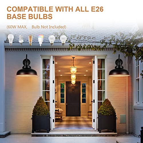 Diyel Dusk To Dawn Outdoor Gooseneck Barn Light Outdoor Wall Sconce Farmhouse Exterior Wall Mount Light Vintage Wall Lighting Fixture Industrial Black Wall Lantern For Porch, Ddrz007-2 Bk+Wh #TOP2