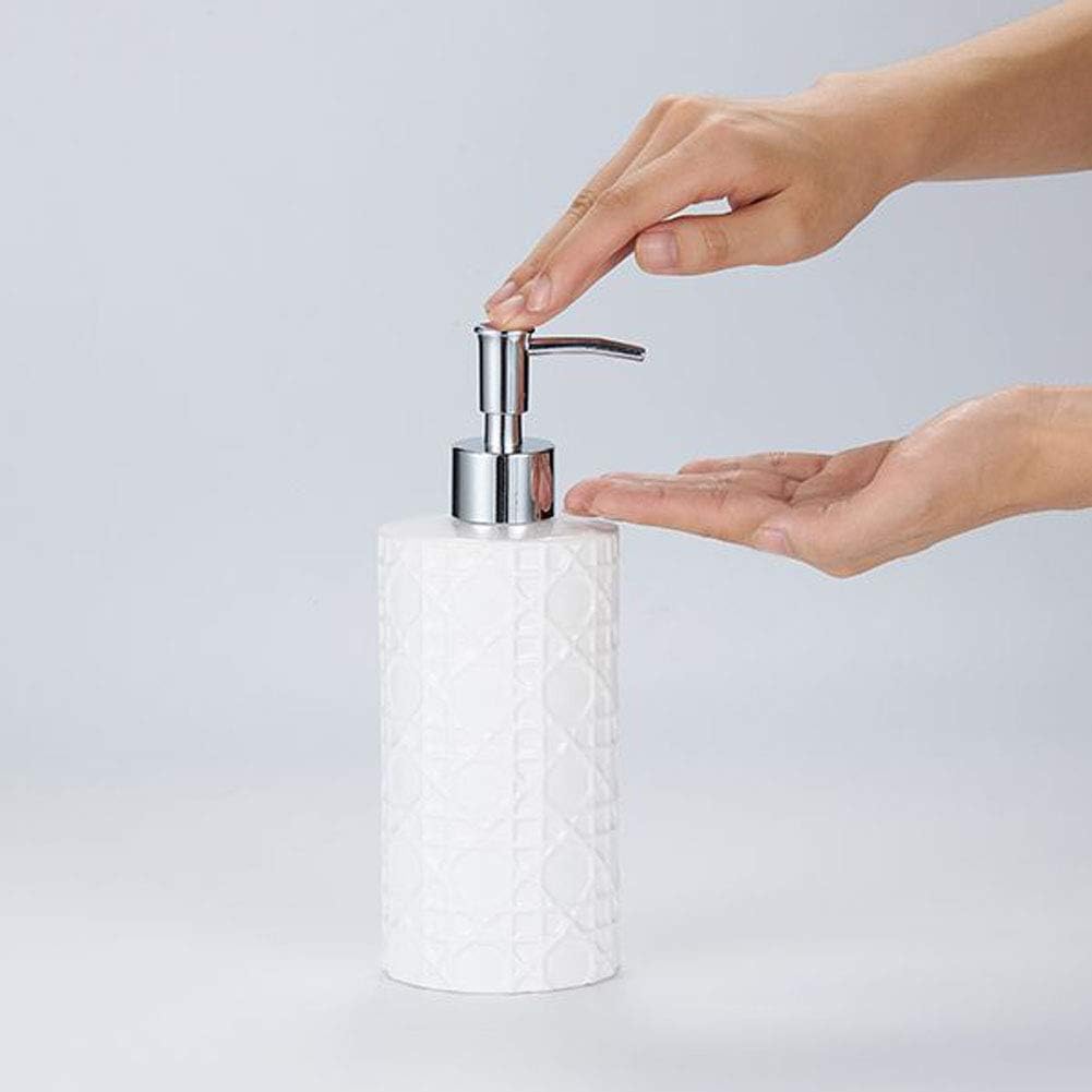 CAA'S Bathroom Accessories Set Ceramic 4 Pieces Bathroom Ensemble for Bath Decor Includes Lotion Dispenser Toothbrush Holder Tumbler Soap Dish (White Netting) - Image 5