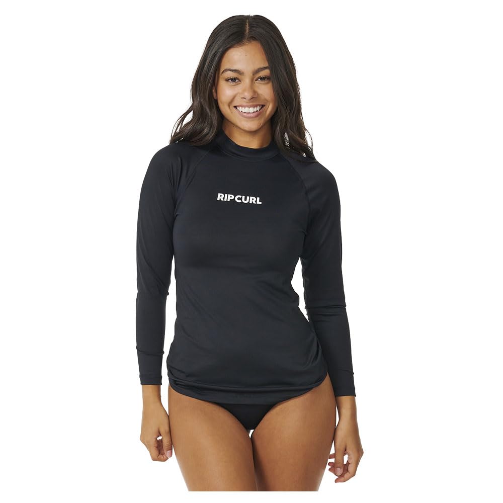 Rip Curl Women's Classic Surf Long Sleeve UPF 50+ Rashguard, Black, Large