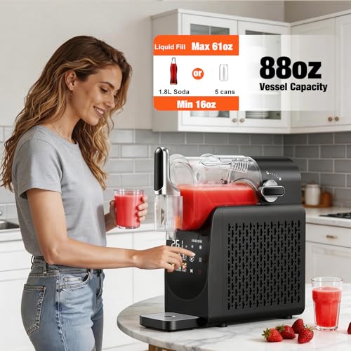 Image of Slushie Machine No Ice Needed, Auto-Clean, Slushy Machine for Home, 220W Quick Frozen Drink Maker with 6 Preset Programs for Margaritas, Frappes, Milk Shake and More, LED Display, Black, 88oz