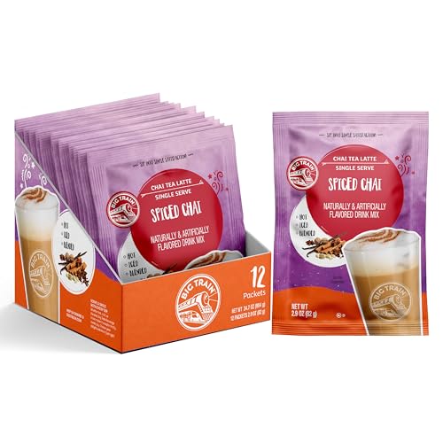 Big Train Spiced Chai Tea Latte Beverage Mix, 2.9 oz Packets (Pack of 12)