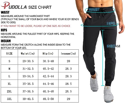 Pudolla Men's Lightweight Jogger Pants Workout Running Tapered Joggers For Men With Zipper Pockets For Athletic Travel Casual(Navy Blue Small) #TOP5
