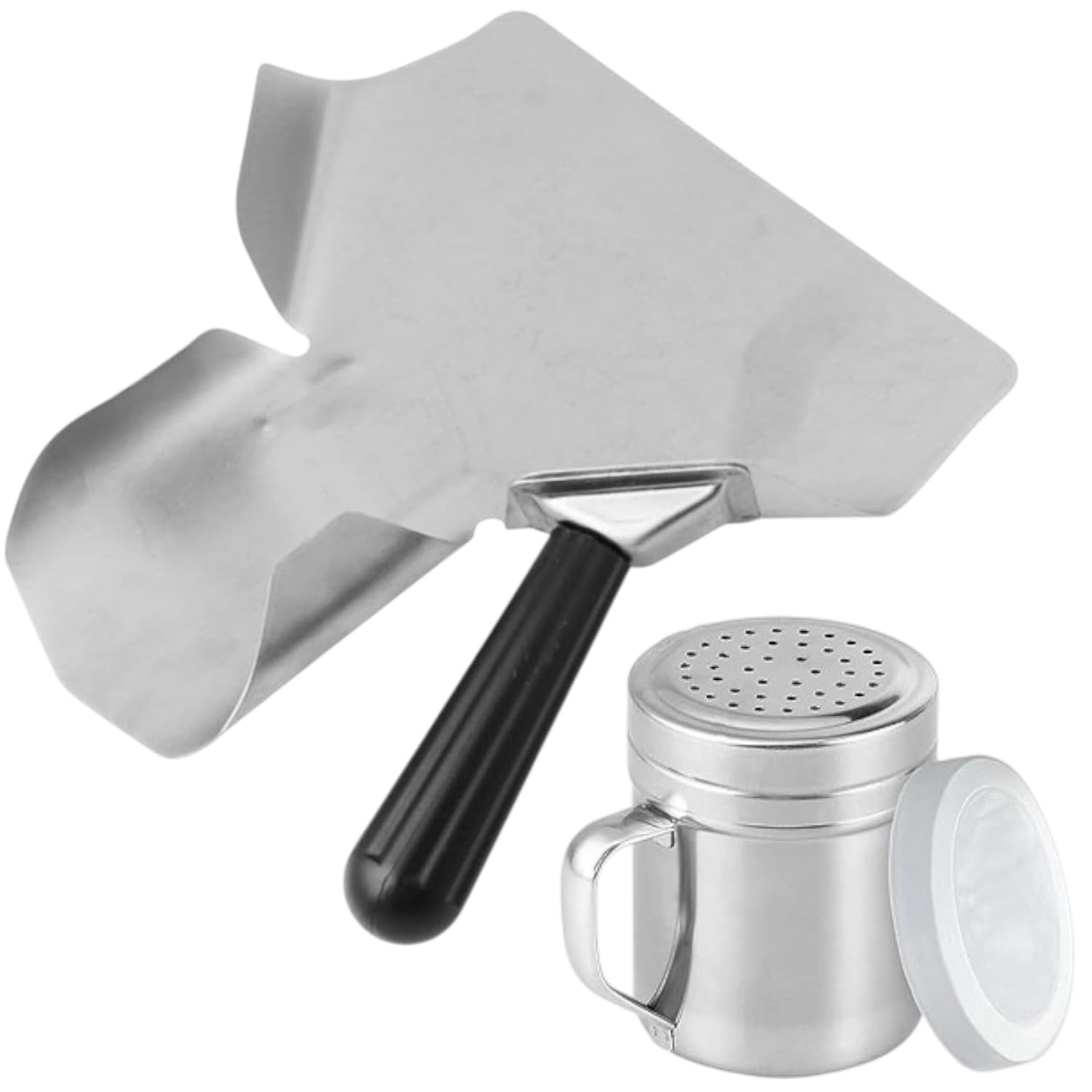 CNQLIS Popcorn Scoop Heavy Duty French Fry Food Scooper and Dredge Bundle Metal Scoop Shovel Shaker Pack Scoop Tool Commercial Stainless Steel for French Ice Candy Snacks Popcorn Machine Accessories-image-3