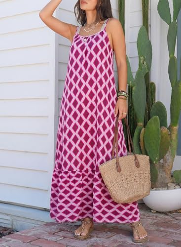 Image of Dokotoo Women Summer Dresses Scoop Neck Ruffle Flowy Boho Maxi Dress