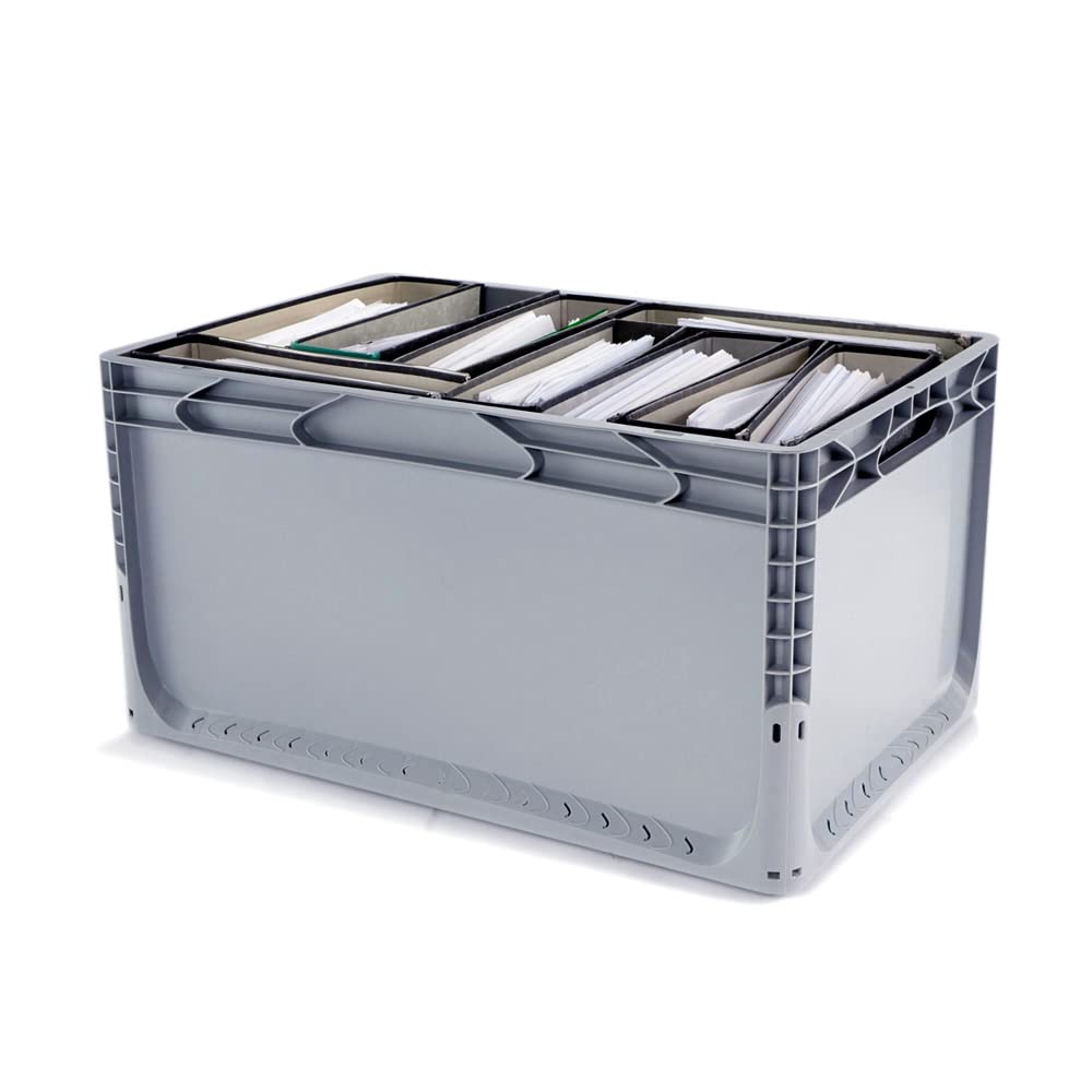 EU Set 1 Transportroller mit 2 Bremsen und 3 Eurobehälter 60x40 cm Eurobox Stapelbox Lagerkiste