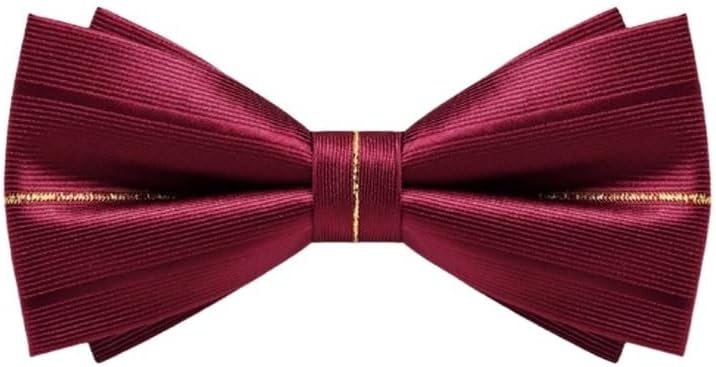 Men Patterned Bow Tie Groom Wedding Groomsman Wine Red Scarf