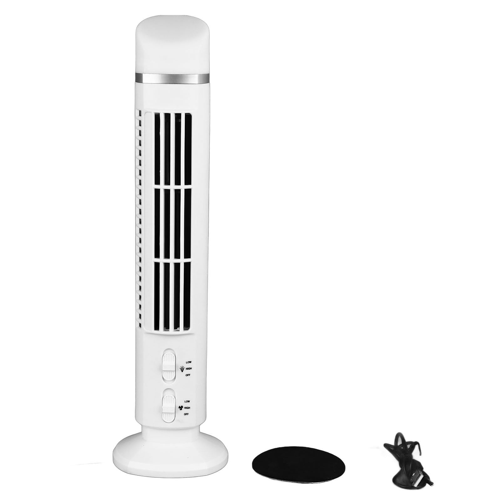 Ejoyous Bladeless Tower Fan, 13inches 90 Degree Oscillation Ultra Quiet Desktop Tower Fan with Remote Control for Home RVs Offices (White)
