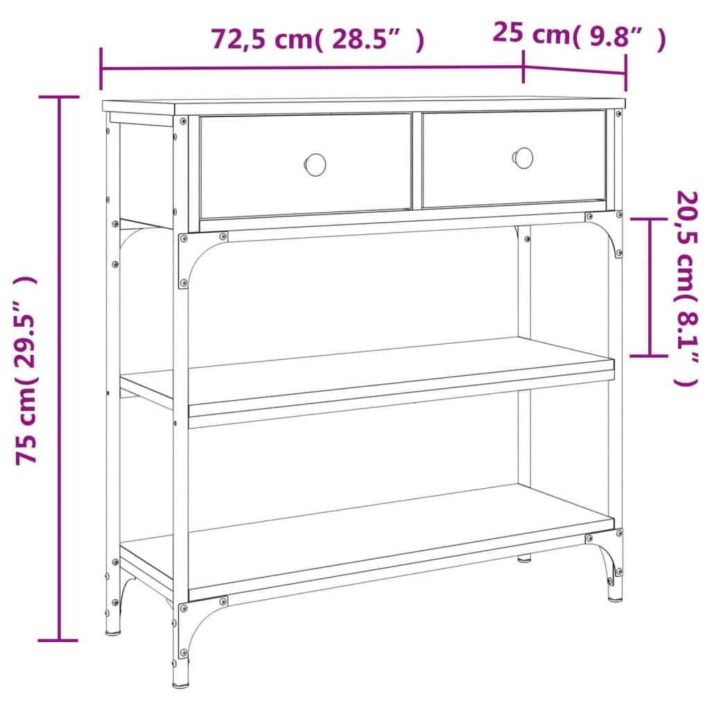 vidaXL Table Console, Table d'Entrée avec Rangement, Table de Couloir, Table d'Appoint Salon Salle de Séjour Maison Intérieur, Industriel, Chêne Fumé Bois d'Ingénierie