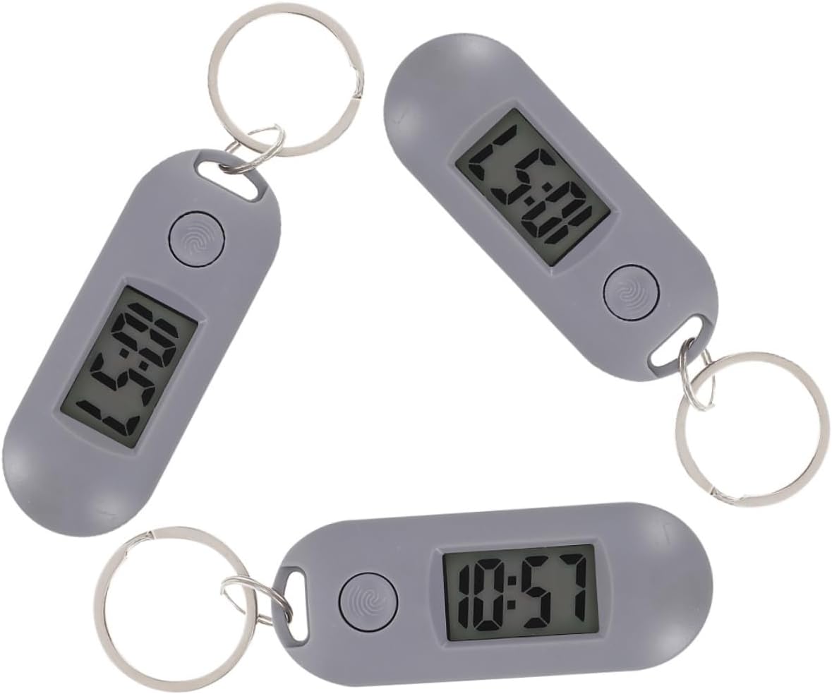 NOLITOY 3pcs Hanging Digital Watches Keychain with Silent LED Display Plastic Material for Students Backpack Belt Use and Practical Timekeeping Gift