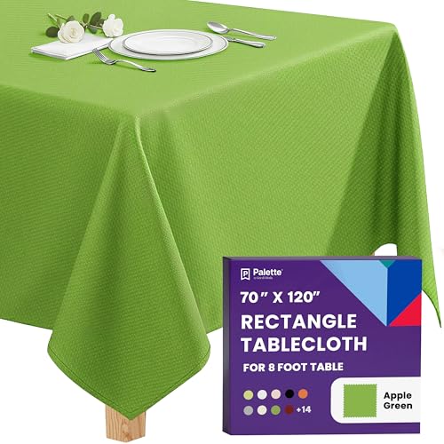 Image of Gee Di Moda Rectangle Tablecloth - 70 x 120 Inch Apple Green Table Cloth for 6 or 8 Foot Rectangle Tables - Heavy Duty Washable Fabric - for Holiday Party, Dinner, Weddings, Baby Shower & Events