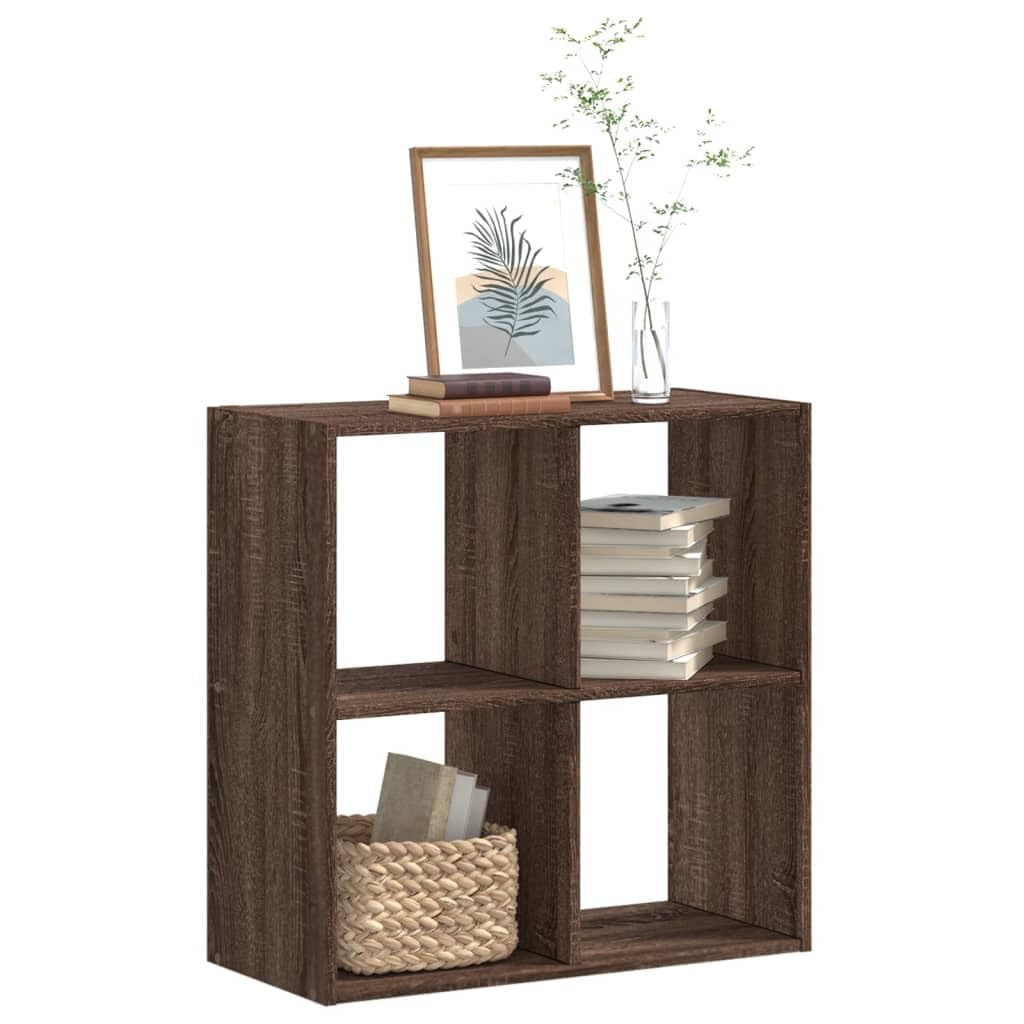 Bücherregal Holzwerkstoff Braun Eichen-Optik 68,5x32x68,5 cm | 4 Facher, Standregal, Raumteiler, pflegeleicht, feuchtes Tuch, Wandhalterung