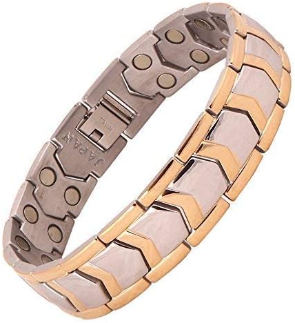 AMAZHEAL Bio Magnetic Therapy Double Ton Titanium Metal Bracelet For Men & Women