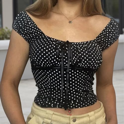 Image of Fairy Grunge Y2k Shirts Vintage Crop Tops Short Sleeve Girls Slim Fit Tees