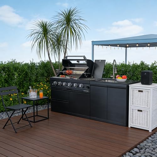 79-Inch Outdoor Kitchen Grill with Side Burner and Sink