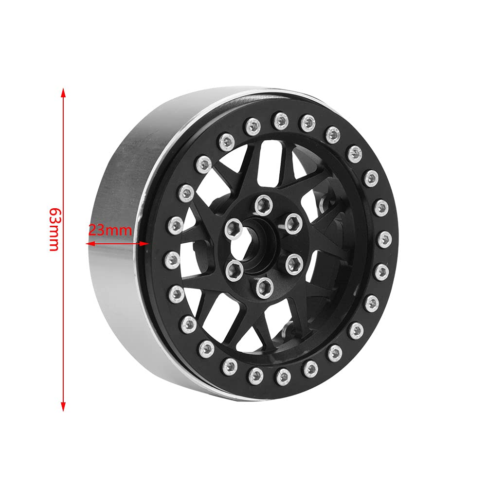 plplaaoo RC Beadlock Llanta Hubs Universal Metal Durable Conducción Estable para 1/10 Control Remoto Crawler Car Color Plata 63 mm Diámetro 4 Piezas Set