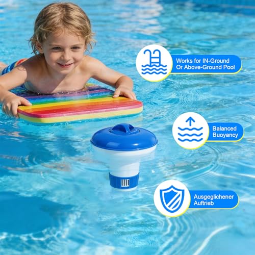 KGC Pool Dosierschwimmer Chlor Schwimmer für Chlortabletten - Dosierschwimmers 12.5cm für Mini-Tabs 20gr Pool Tabletten Schwimmer Dosierer Chlorschwimmer für Pools Wasserpark Spa