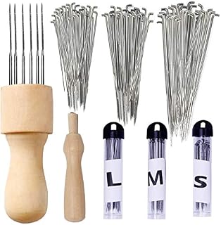 JUAYING 95 Pcs Felting Needles Kit, Felt Needle Tool Wool Needle Felting Kit, 3 Sizes Felting Needles and 2 Pcs Wooden Handle Felting Tool for Needle Felting Supplies, Handicraft