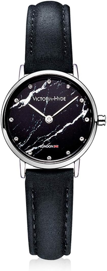 VICTORIA HYDEWomen's Wristwatch Marble Dial Ultra Thin Minimalist Quartz Watch for Ladies with Genuine Leather Strap 26mm