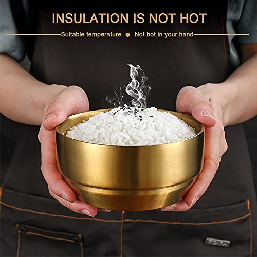 4Pack Thick 304 Stainless Steel Bowls, Small Double Wall Rice Bowls, Stainless Steel Soup Bowl Salad Bowl Noodle Bowl, Metal Bowls for Fruit Cereal Snack Appetizer (Gold, 4.1in) - Image 4