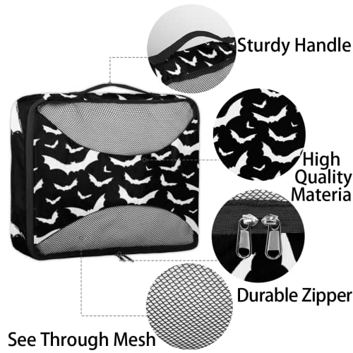 Bats Halloween Goth Packing Cubes 4 Pcs Set, Travel Luggage Packing Organizers Lightweight Space Saving Travel Cubes for Suitcases4