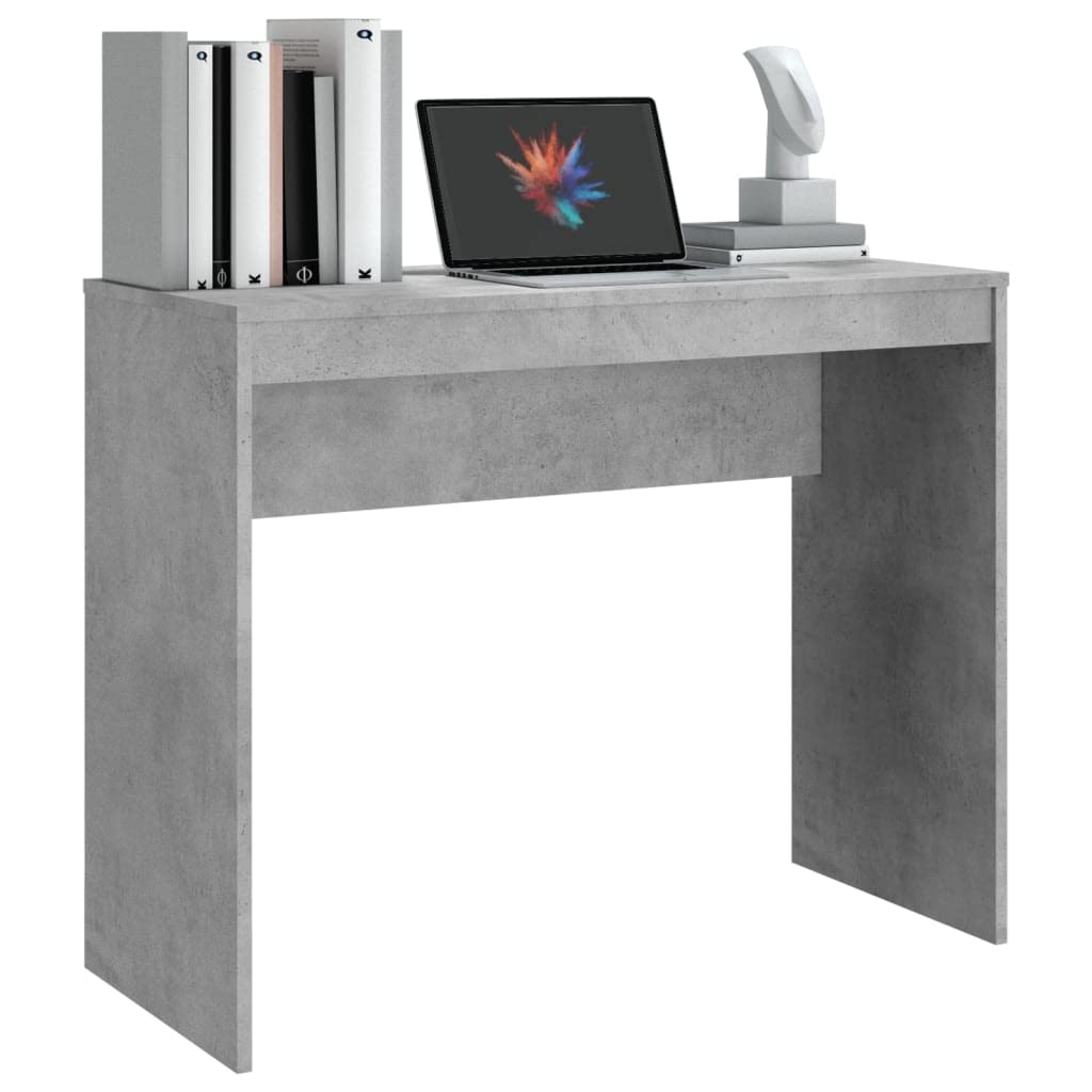 Biurko betonowe, szare, 90 x 40 x 72 cm, z materiału drewnopochodnego, nowoczesny stół roboczy do wąskich biur i gabinetów, może być również używany jako stolik konsolowy w korytarzu, łatwe w