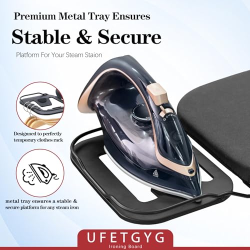 UFETGYG Ironing Board, Metal Panel Iron Board |43" X 13" W/with Iron Rest | Full Metal Construction| Height Adjustable | Heat & Scorch Resistant Fabric | Anti-Skid Feet | Heavy Duty| Easy to Fold by UFETGYG - Image 2