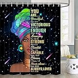 JAWO Black Girl Shower Curtain, African American Shower Curtain African Women Positive Shower Curtai