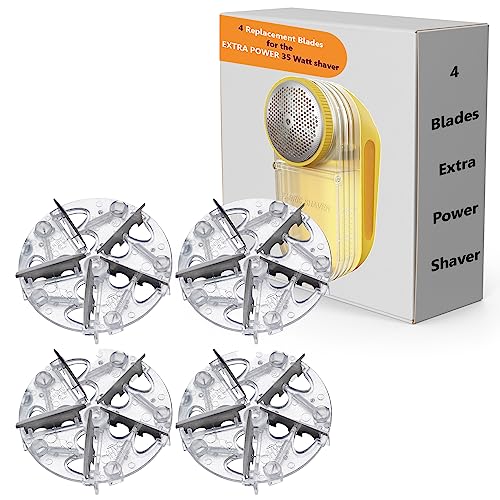 Pionix Extra Power Lint Remover Fabric Shaver Replacement Blades (4 Pack), Used To Replace The Blades Of Pionix Fabric Shaver-Best Fuzz Pill Bobble Remover For Fabric Fleece Curtains Clothes, Clear #TOP3